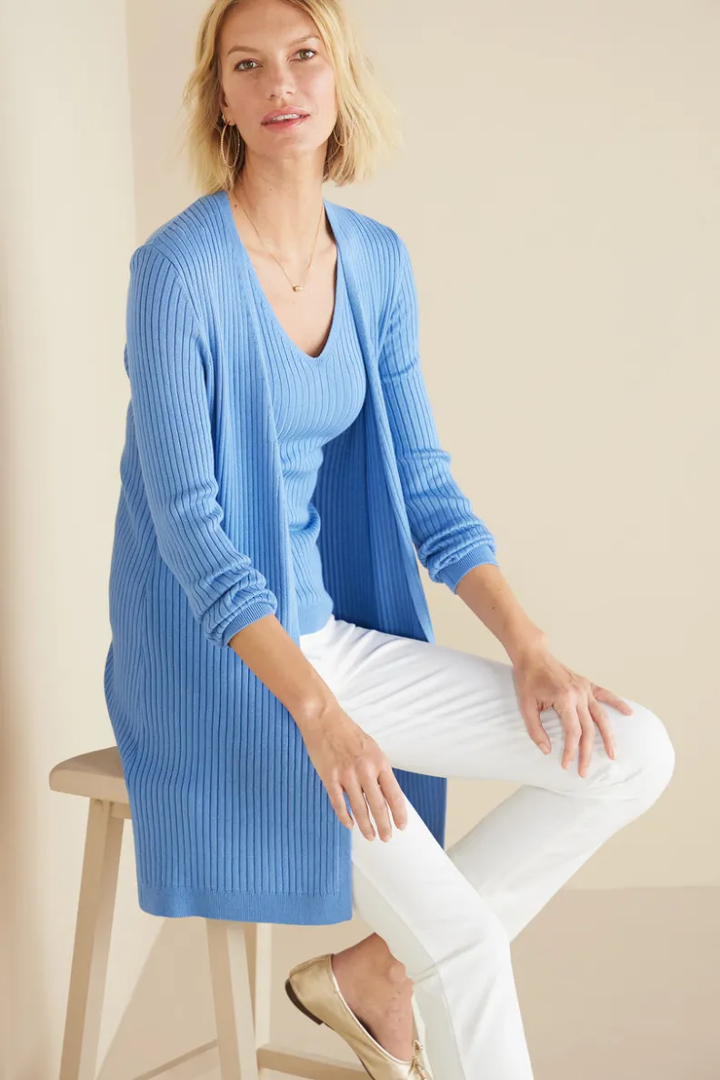 Soft Surroundings Soft Essential Ribbed Long Cardi| Tops|Sweaters & Cardigans