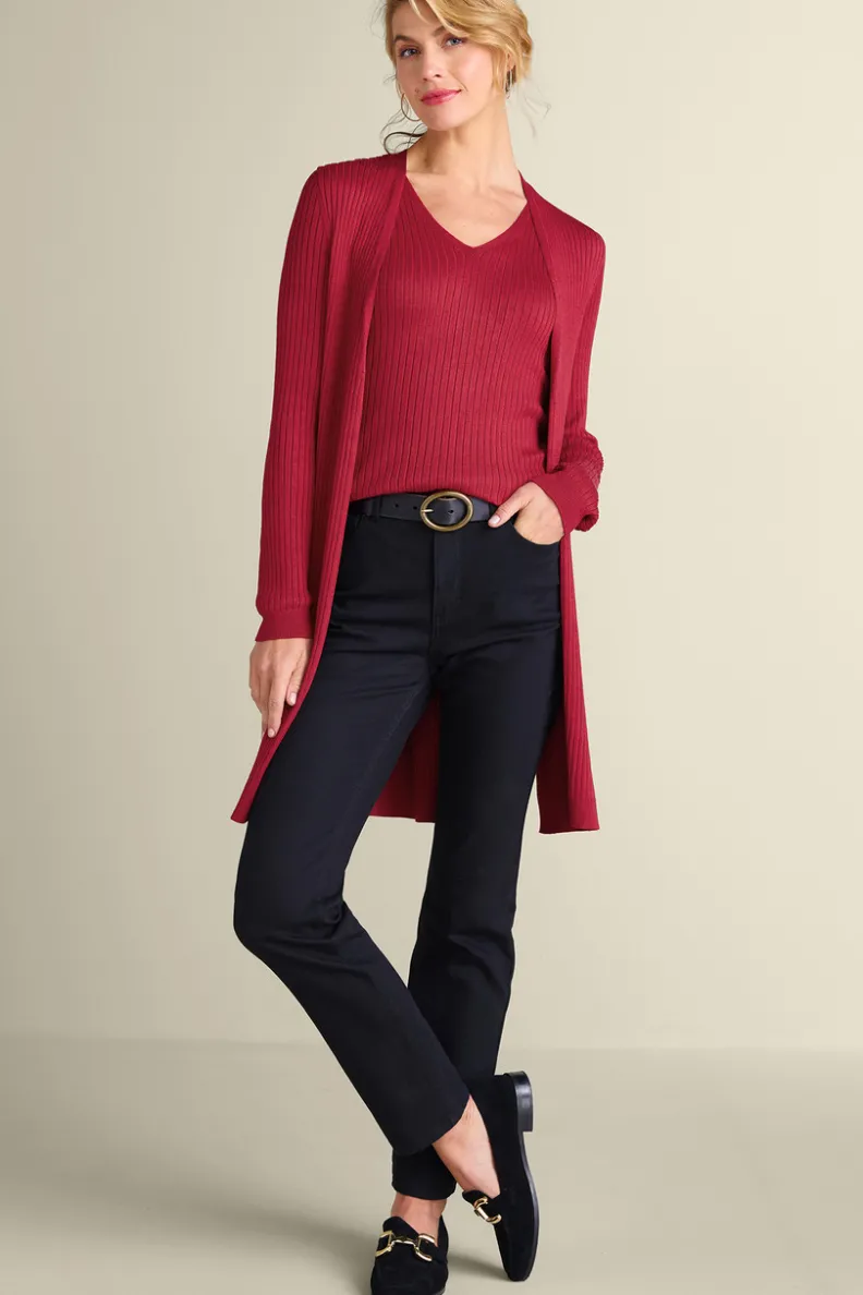 Soft Surroundings Soft Essential Ribbed Long Cardi| Tops|Sweaters & Cardigans