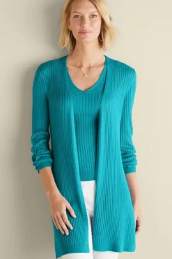 Soft Surroundings Soft Essential Ribbed Long Cardi| Tops|Sweaters & Cardigans