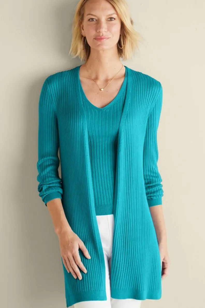 Soft Surroundings Soft Essential Ribbed Long Cardi| Tops|Sweaters & Cardigans