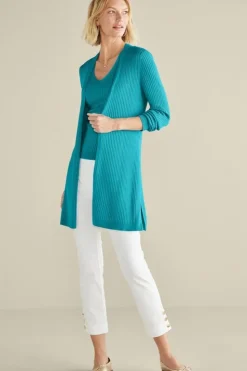Soft Surroundings Soft Essential Ribbed Long Cardi| Tops|Sweaters & Cardigans
