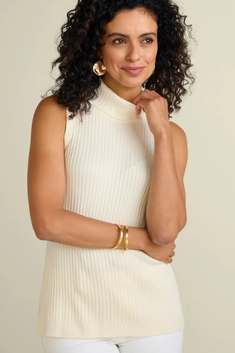 Soft Surroundings Soft Essential Ribbed Turtleneck Tank| Tops|Sweaters & Cardigans