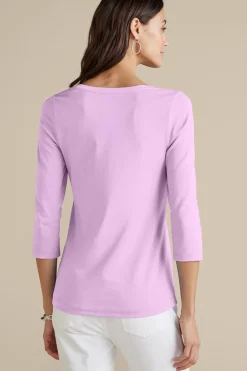 Soft Surroundings Soft Essential Supima 3/4 Sleeve Tee| Tops