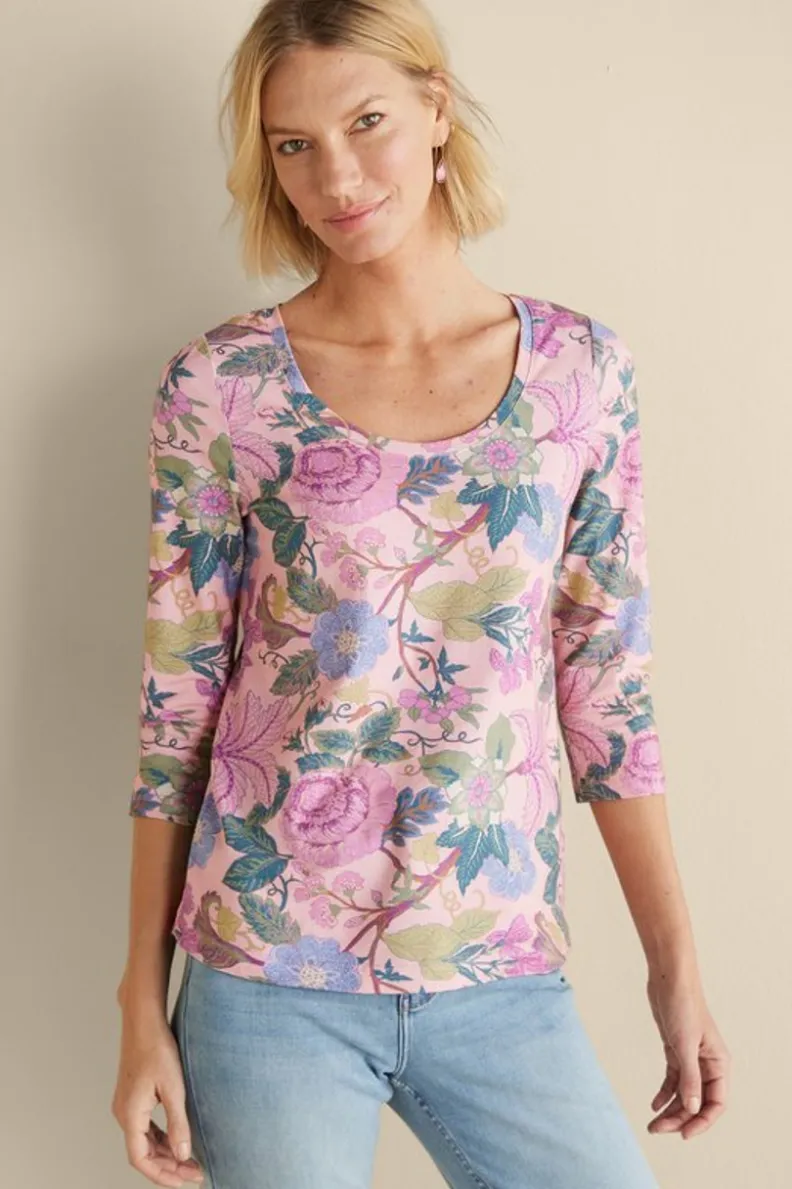 Soft Surroundings Soft Essential Supima 3/4 Sleeve Tee| Tops