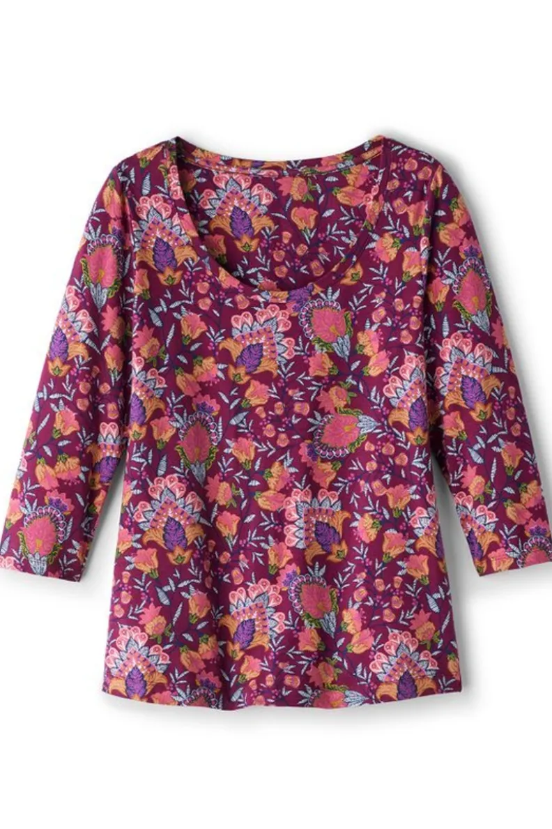 Soft Surroundings Soft Essential Supima 3/4 Sleeve Tee| Tops