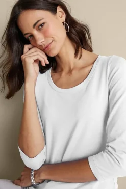 Soft Surroundings Soft Essential Supima 3/4 Sleeve Tee| Tops