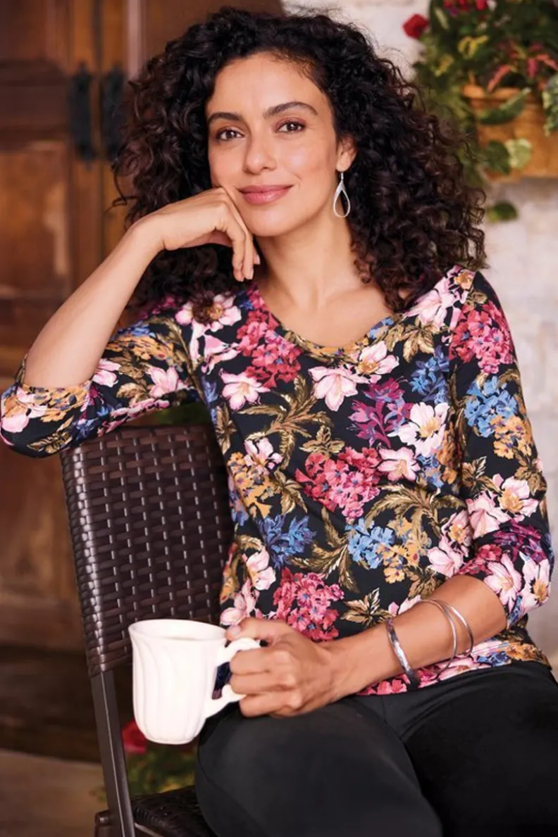 Soft Surroundings Soft Essential Supima 3/4 Sleeve Tee I| Tops