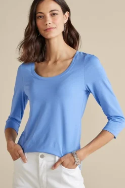 Soft Surroundings Soft Essential Supima 3/4 Sleeve Tee I| Tops