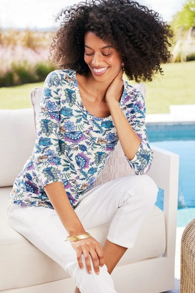 Soft Surroundings Soft Essential Supima 3/4 Sleeve Tee I| Tops