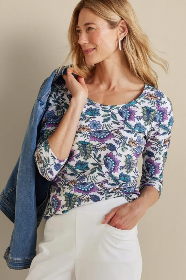 Soft Surroundings Soft Essential Supima 3/4 Sleeve Tee I| Tops