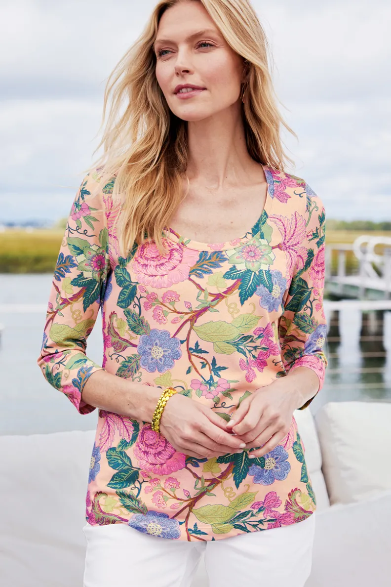 Soft Surroundings Soft Essential Supima 3/4 Sleeve Tee I| Tops