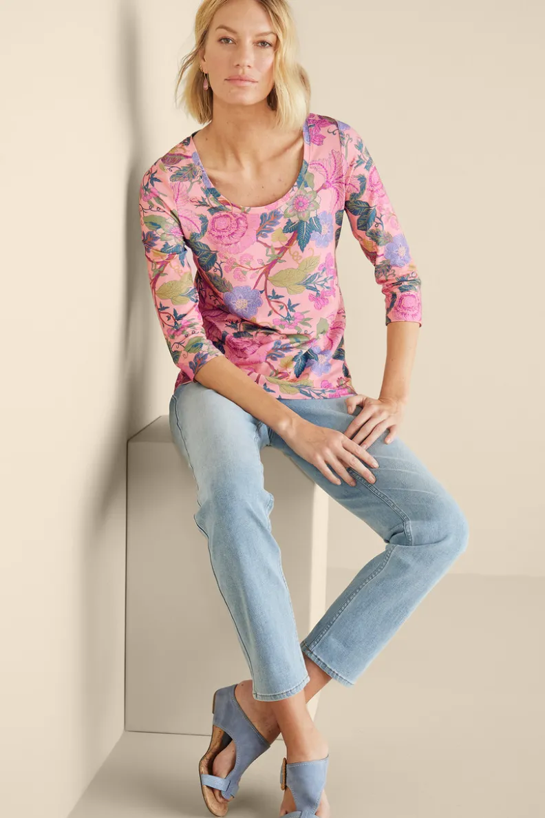 Soft Surroundings Soft Essential Supima 3/4 Sleeve Tee I| Tops