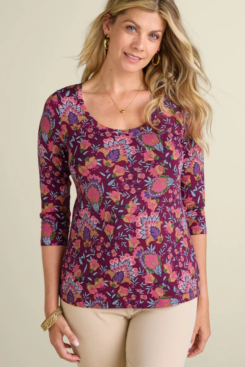 Soft Surroundings Soft Essential Supima 3/4 Sleeve Tee I| Tops