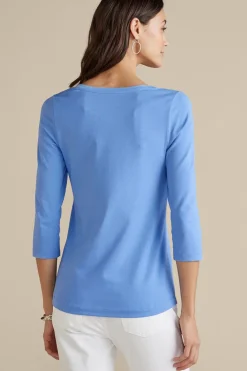 Soft Surroundings Soft Essential Supima 3/4 Sleeve Tee I| Tops