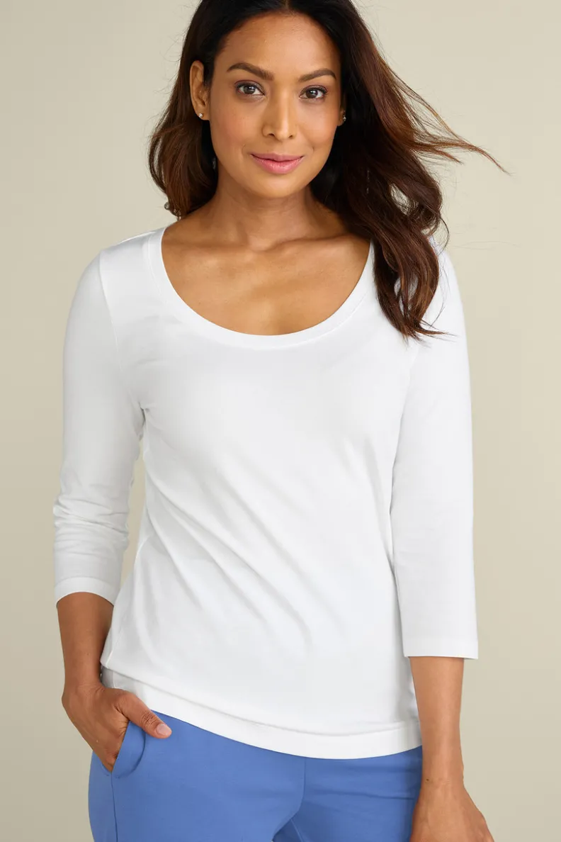Soft Surroundings Soft Essential Supima 3/4 Sleeve Tee I| Tops