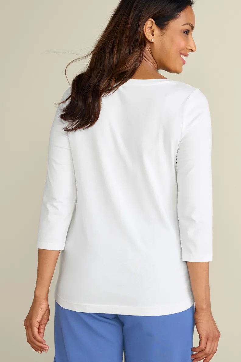 Soft Surroundings Soft Essential Supima 3/4 Sleeve Tee I| Tops