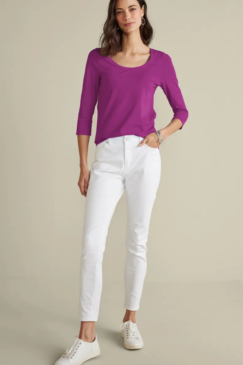 Soft Surroundings Soft Essential Supima 3/4 Sleeve Tee I| Tops