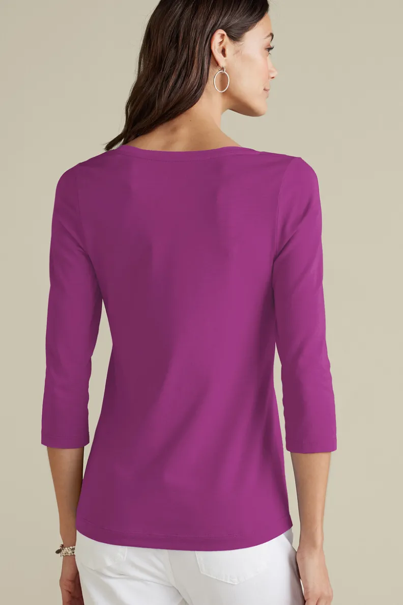 Soft Surroundings Soft Essential Supima 3/4 Sleeve Tee I| Tops