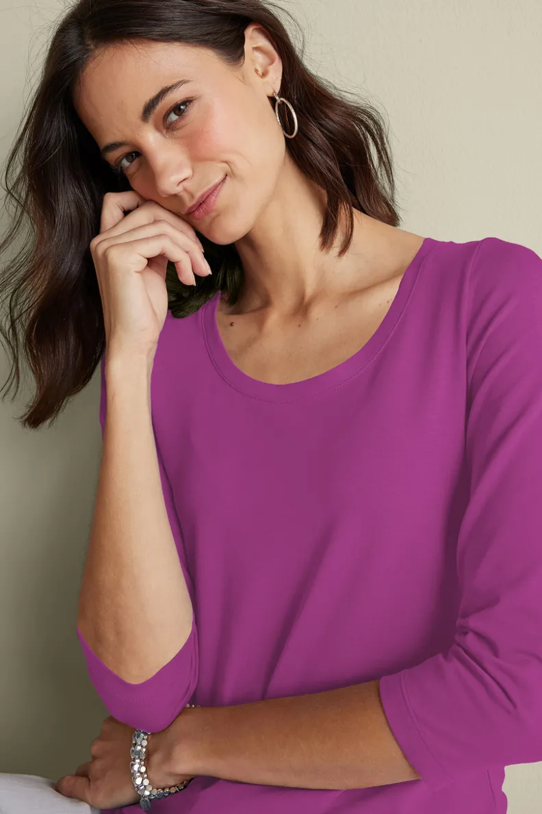 Soft Surroundings Soft Essential Supima 3/4 Sleeve Tee I| Tops