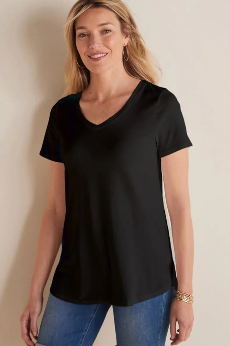 Soft Surroundings Soft Essential Supima Isabel Short Sleeve Tunic| Tops|Tunics & Leggings