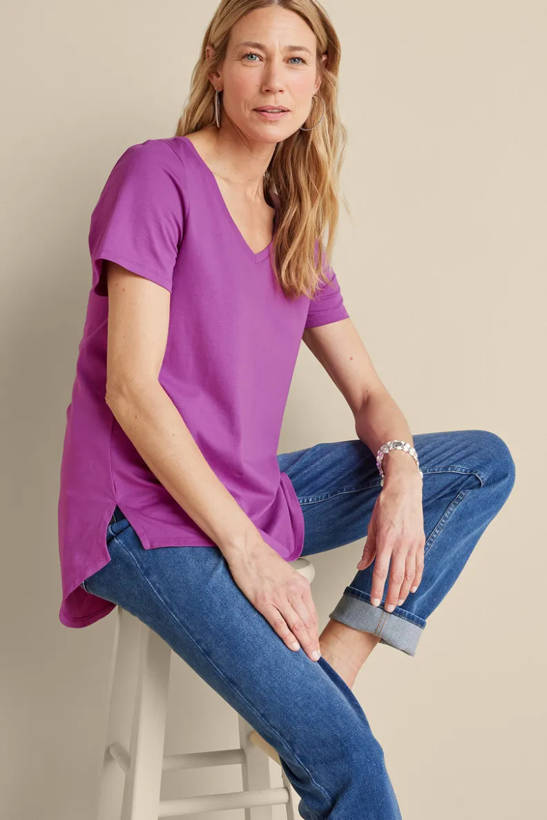 Soft Surroundings Soft Essential Supima Isabel Short Sleeve Tunic| Tops|Tunics & Leggings