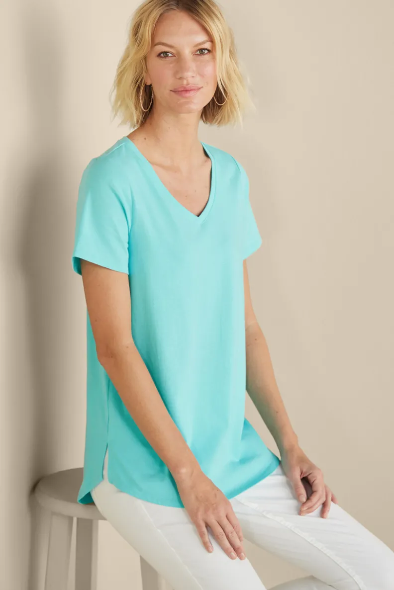 Soft Surroundings Soft Essential Supima Isabel Short Sleeve Tunic| Tops|Tunics & Leggings