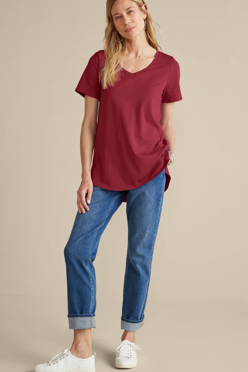 Soft Surroundings Soft Essential Supima Isabel Short Sleeve Tunic| Tops|Tunics & Leggings