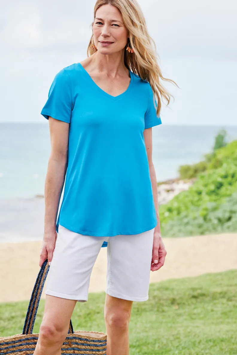 Soft Surroundings Soft Essential Supima Isabel Short Sleeve Tunic| Tops|Tunics & Leggings