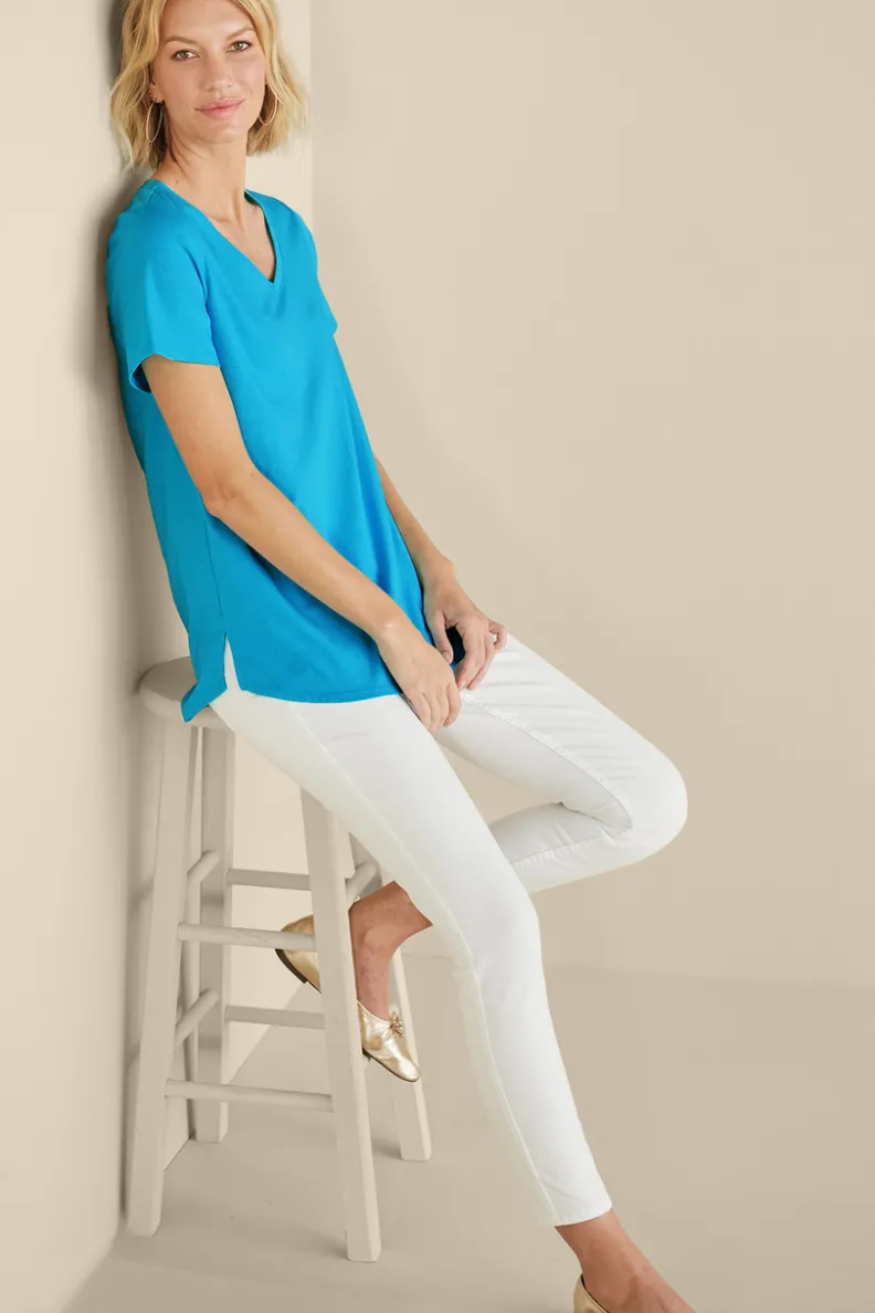 Soft Surroundings Soft Essential Supima Isabel Short Sleeve Tunic| Tops|Tunics & Leggings