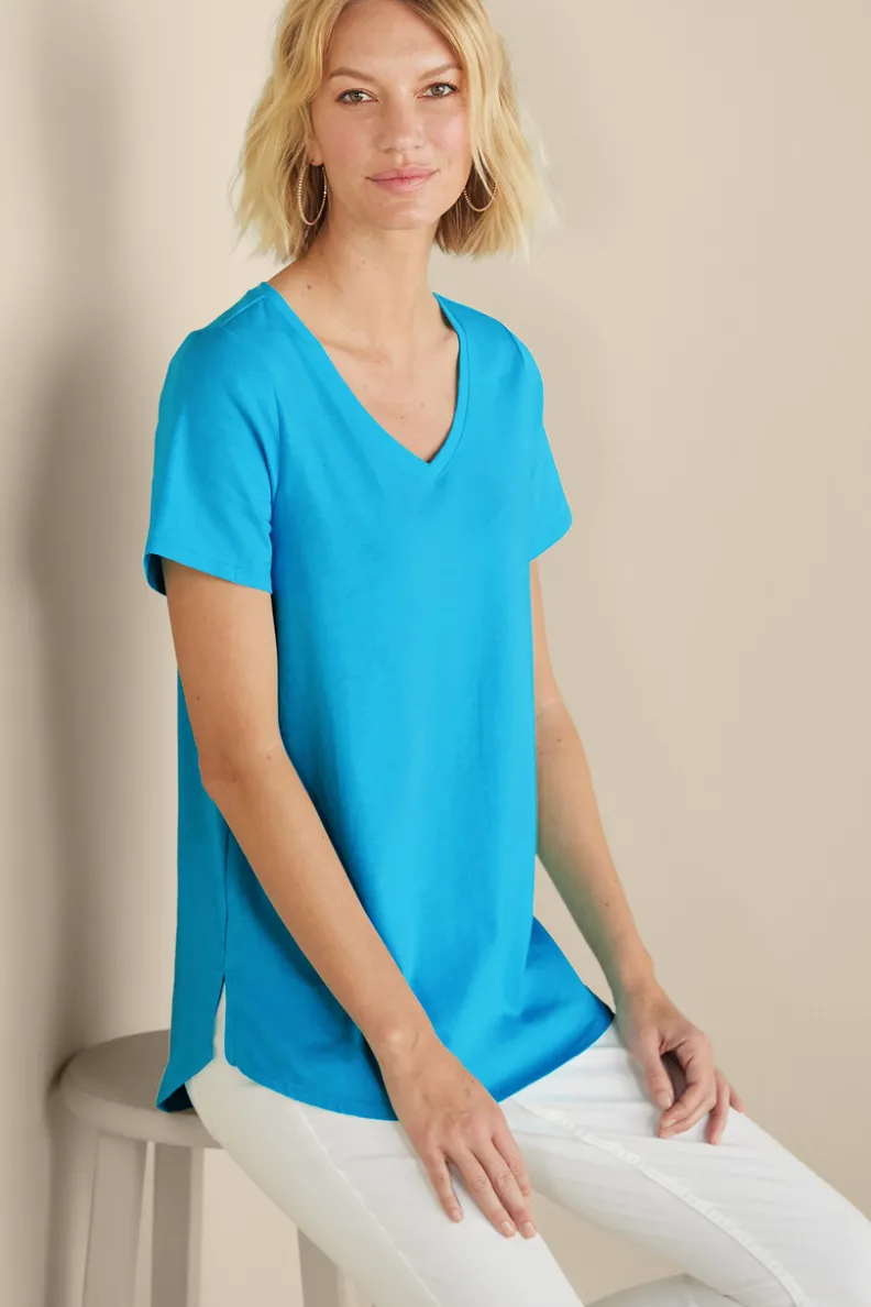 Soft Surroundings Soft Essential Supima Isabel Short Sleeve Tunic| Tops|Tunics & Leggings