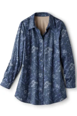 Soft Surroundings Stretch Faux Suede Boyfriend Tunic Shirt| Tops