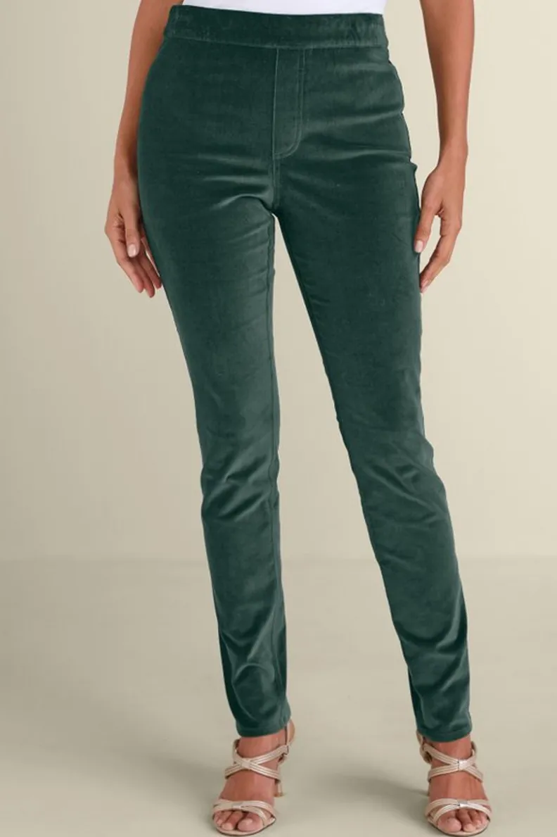 Soft Surroundings Sutton Velveteen Pull-On Slim Leg Pants| Pants