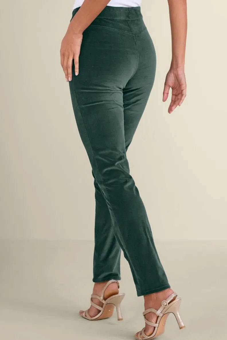 Soft Surroundings Sutton Velveteen Pull-On Slim Leg Pants| Pants