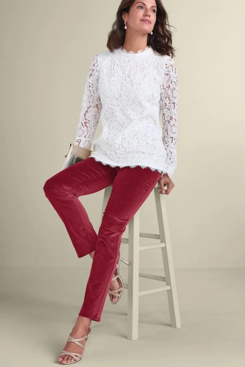 Soft Surroundings Sutton Velveteen Pull-On Slim Leg Pants| Pants