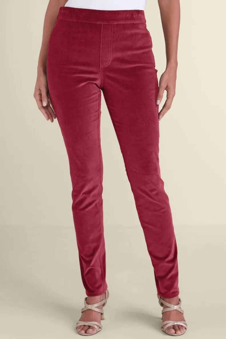 Soft Surroundings Sutton Velveteen Pull-On Slim Leg Pants| Pants