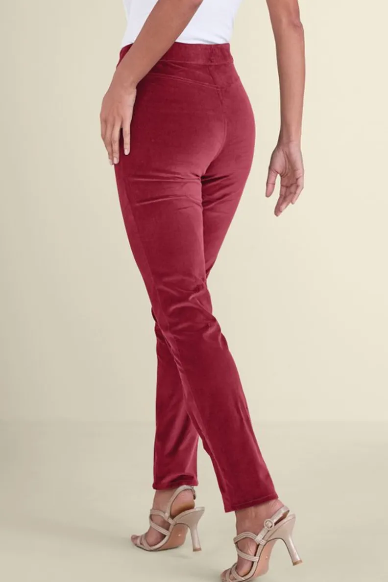 Soft Surroundings Sutton Velveteen Pull-On Slim Leg Pants| Pants