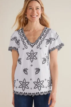 Soft Surroundings Teres Embroidered Tee| Tops