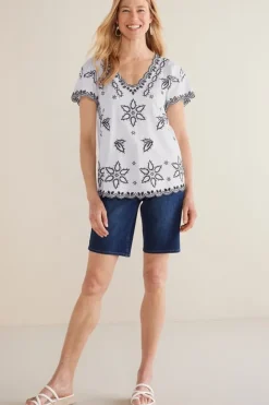 Soft Surroundings Teres Embroidered Tee| Tops