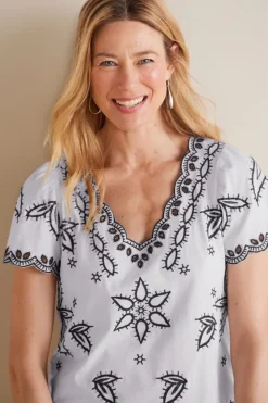 Soft Surroundings Teres Embroidered Tee| Tops