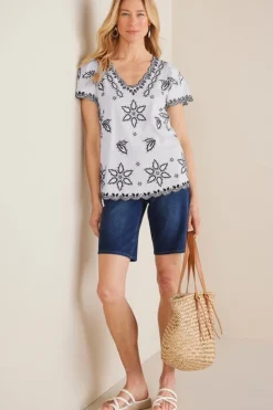 Soft Surroundings Teres Embroidered Tee| Tops