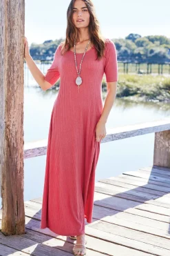 Soft Surroundings Textured Short Sleeve Santiago Dress| Dresses