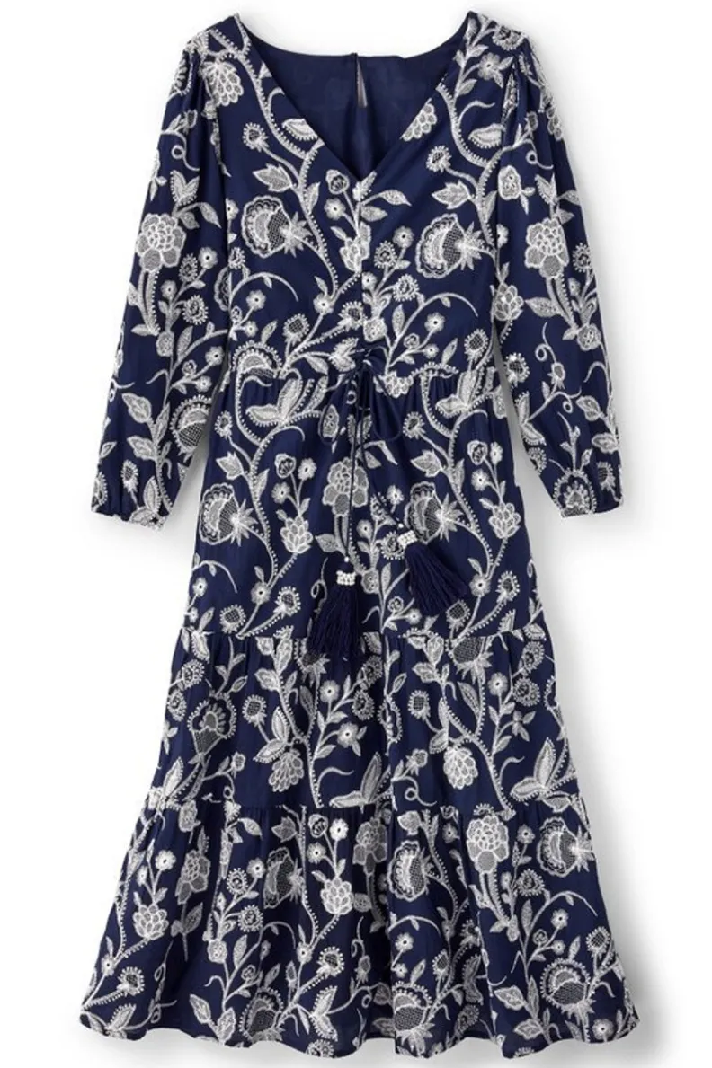 Soft Surroundings Tilda Embroidered Midi Dress| Dresses