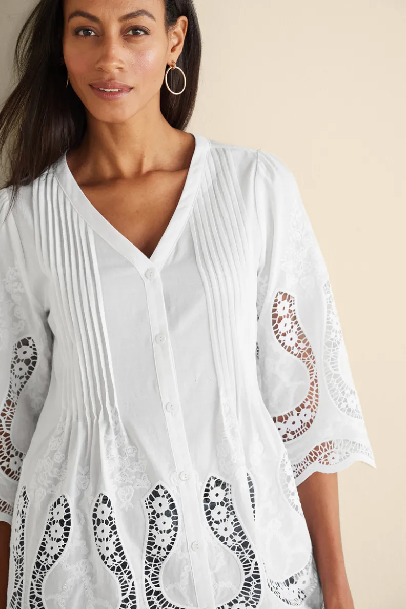 Soft Surroundings Trella Eyelet Top| Tops