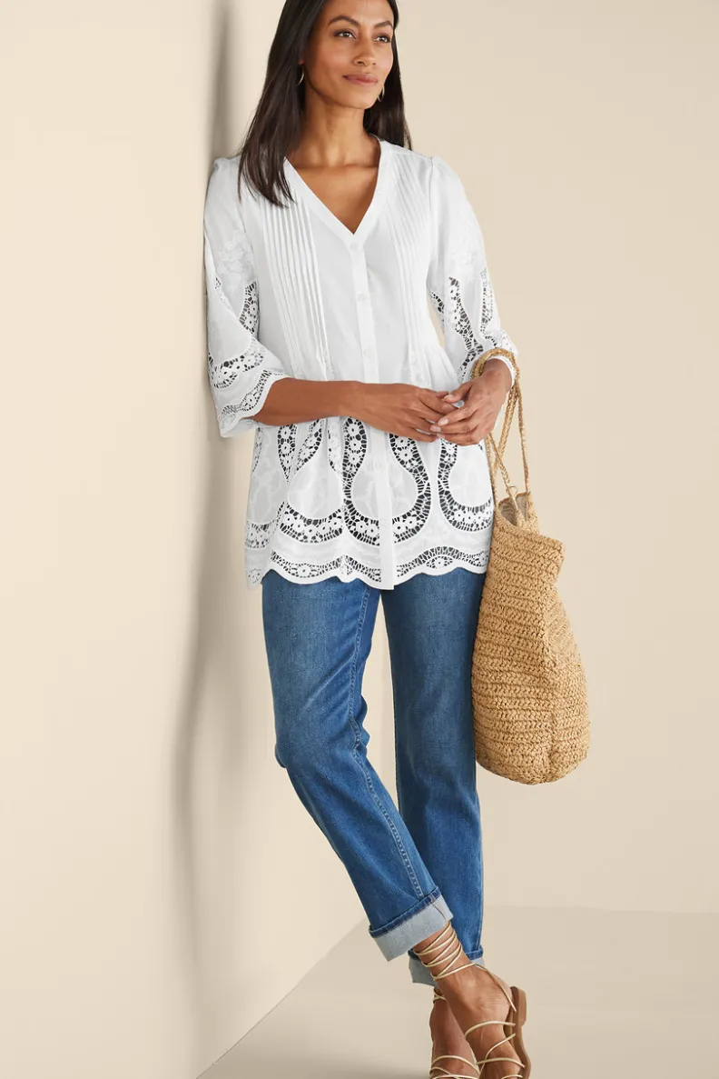 Soft Surroundings Trella Eyelet Top| Tops