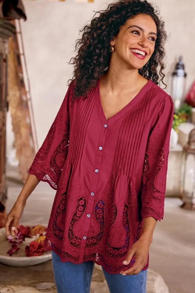 Soft Surroundings Trella Eyelet Top| Tops