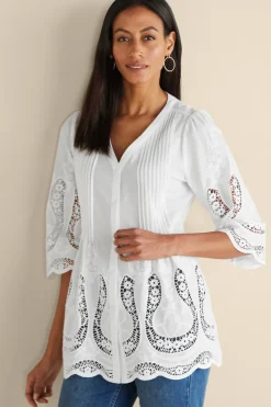 Soft Surroundings Trella Eyelet Top| Tops