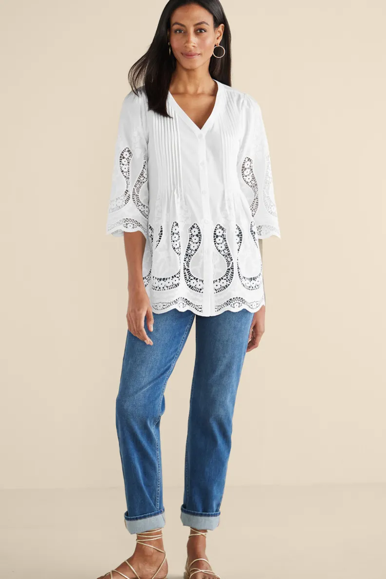 Soft Surroundings Trella Eyelet Top| Tops