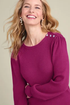 Soft Surroundings Tyla Button Shoulder Sweater| Tops|Sweaters & Cardigans
