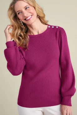 Soft Surroundings Tyla Button Shoulder Sweater| Tops|Sweaters & Cardigans