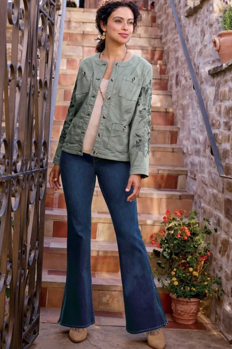 Soft Surroundings Ultimate Denim Slit Hem Flare Jeans| Jeans